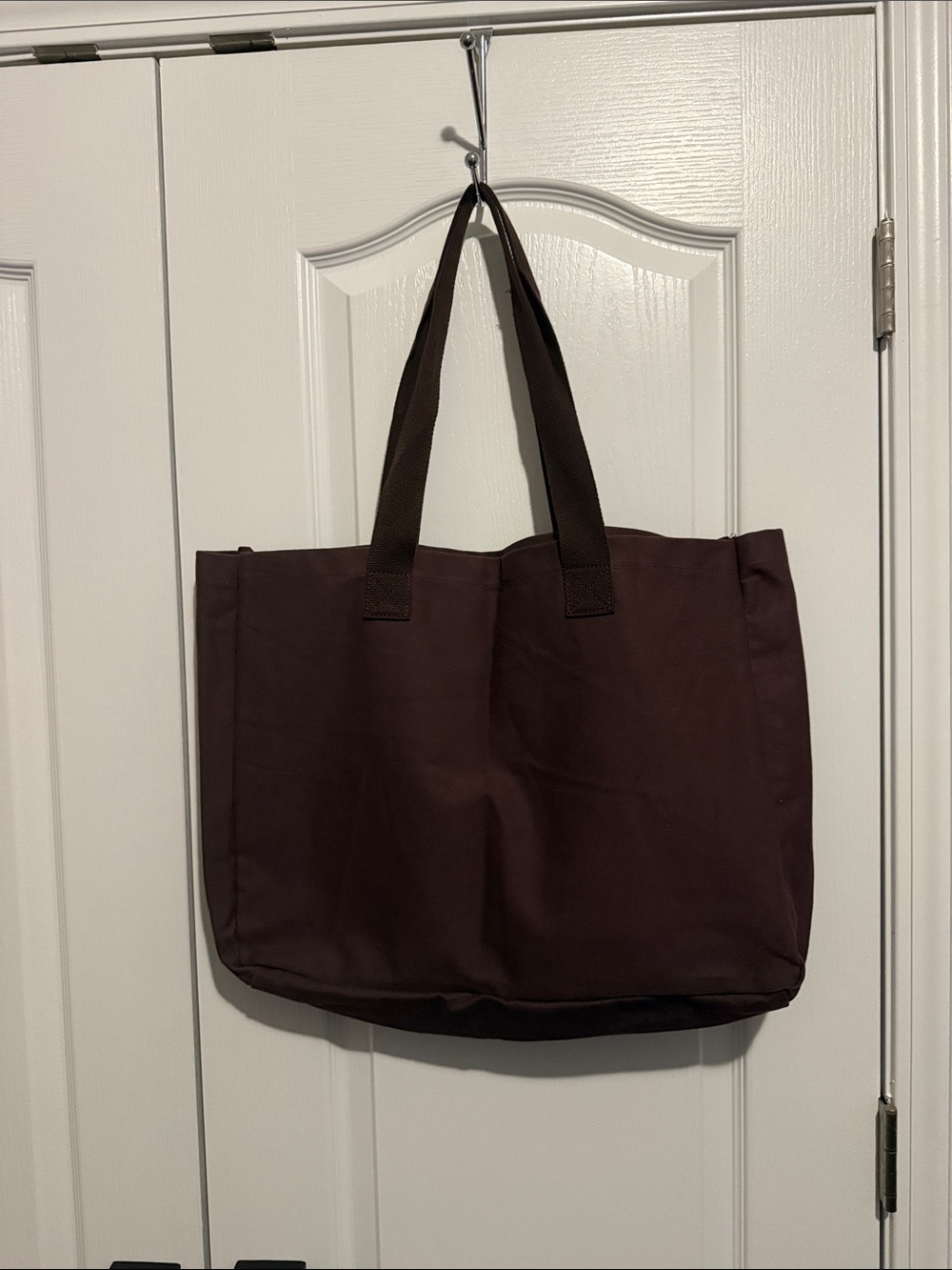 Large White Fox Boutique Chocolate Brown Tote with Cream Logo - Picture 2 of 3